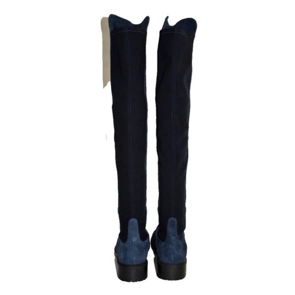 $950 STUART WEITZMAN CITY SUEDE OVER THE KNEE CHUNKY BOOT BLUE 10.5 (PB9) - Picture 5 of 8